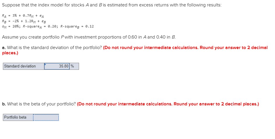  Only b need help with. Suppose that the index model for