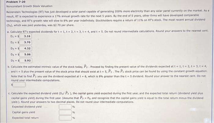 part A is correct! please help ill leave a like! Nonconstant Growth