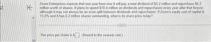  Zoom Enterprises expects that one year from now it will pay