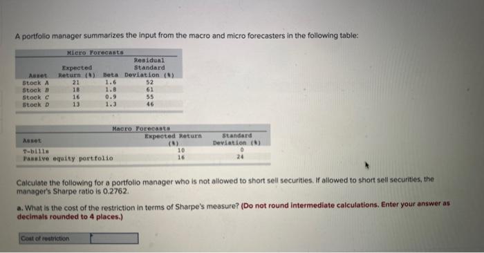 A portfolio manager summarizes the input from the macro and micro forecasters