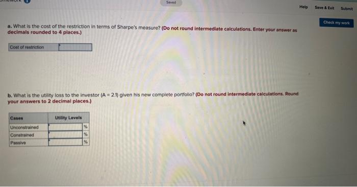 in the following table: Micro Forecasts Asset Expected Return (%) Beta Residual