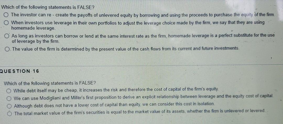 following statements is FALSE? O The project's NPV represents the value to