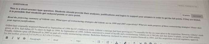  QUESTION 4 This is a short answer type question. Students should