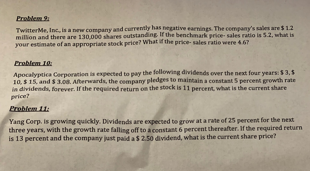 dividend of $2 per year if the required the company starts increasing