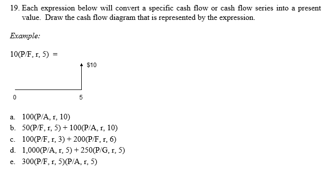  19. Each expression below will convert a specific cash flow or