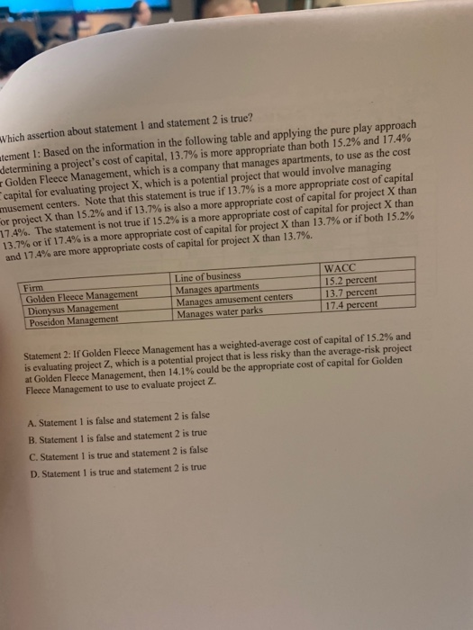  Which assertion about statement 1 and statement 2 is true? tement