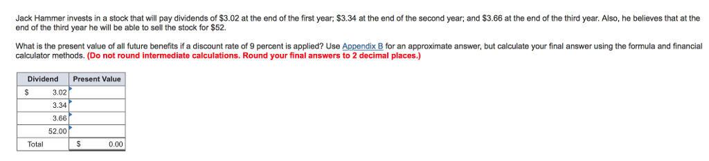  Jack Hammer invests in a stock that will pay dividends of