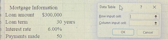 I need the row inout cells and column input cells in order