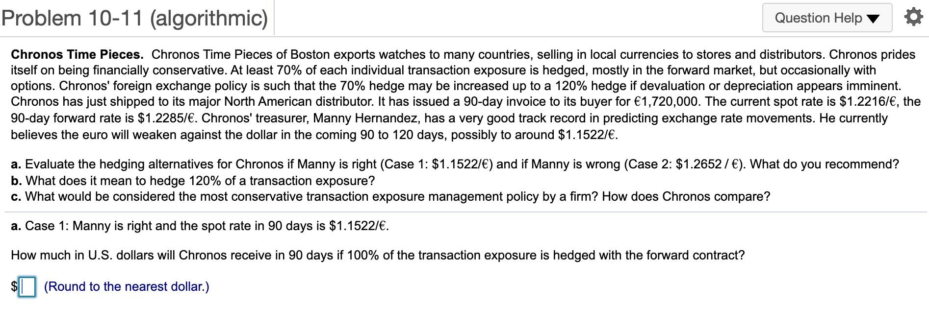 Problem 10-11 (algorithmic) Question Help Chronos Time Pieces. Chronos Time Pieces