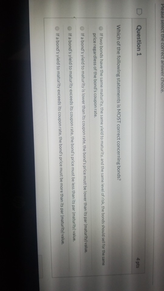  help please? Please select the correct answer choice. Question 1 4