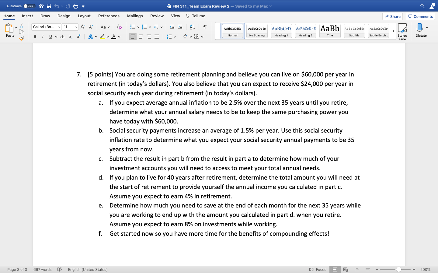 I need help solving these problems. AutoSave OFF 58 W FIN 311_Team