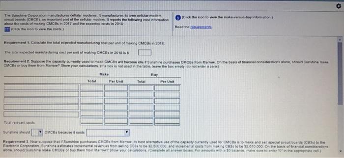 Variable manufacturing costs Direct material cost per CMCB Direct manufacturing labor cost
