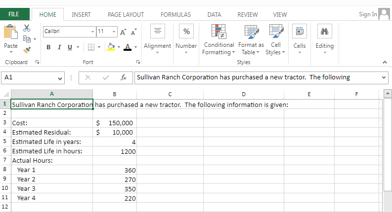 the question. Thank you in advance! Sullivan Ranch Corporation has purchased a