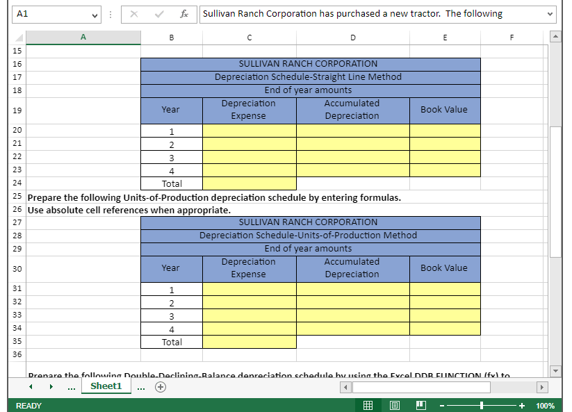 new tractor and has provided you with the information related to the