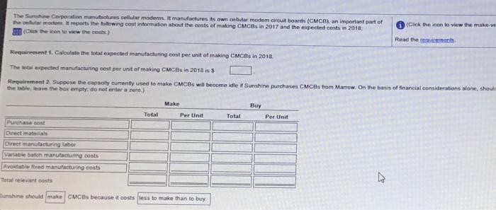 avoided if CMCB: are not made Fixed manufacturing overhead costs of plant