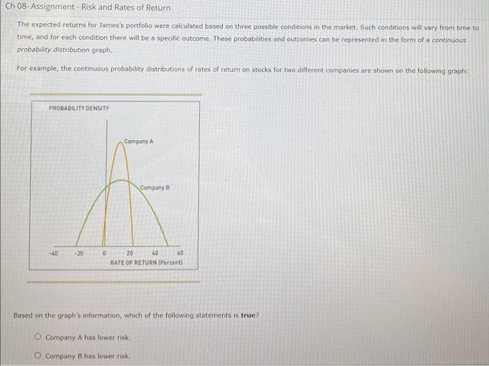 the anticpated return expected to result during each state of nature by
