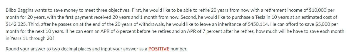  Dont use Excel, type it out, show all work Bilbo Baggins