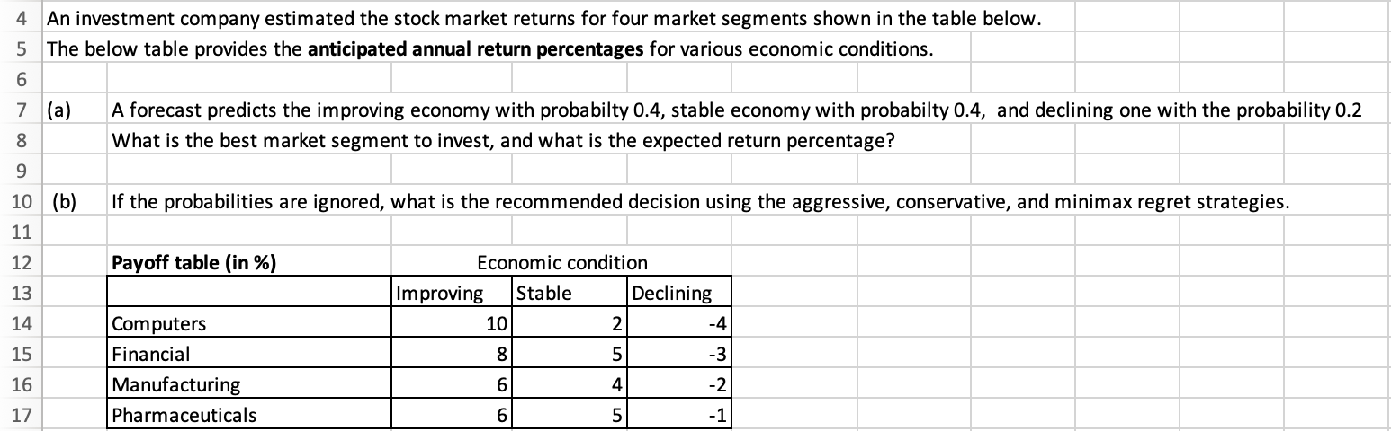 please 5 4 The decision problem is to select the size of