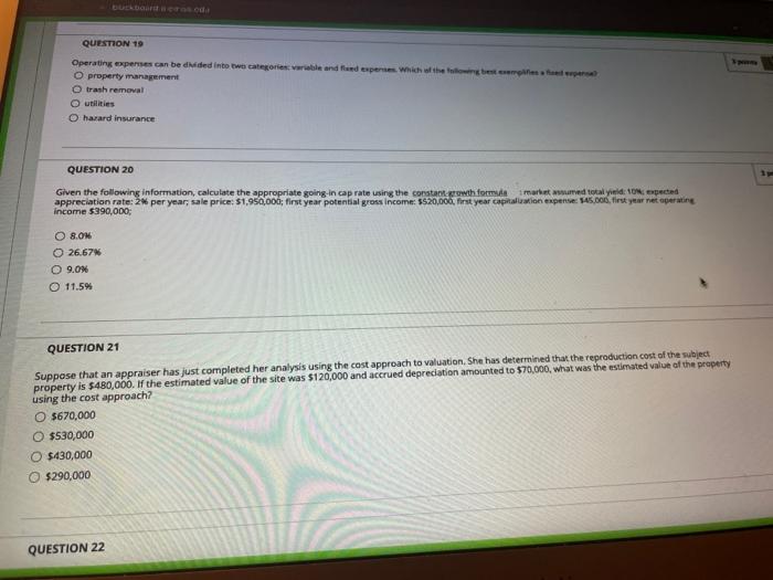  QUESTION 19 Operating expenses can be dided into two categorierble and