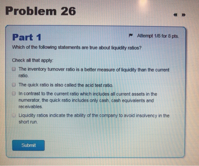  Problem 26 Attempt 1/8 for 8 pts Part 1 Which of