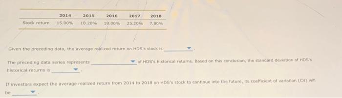  Given the preceding data, the average rebtired return on MDS's stock