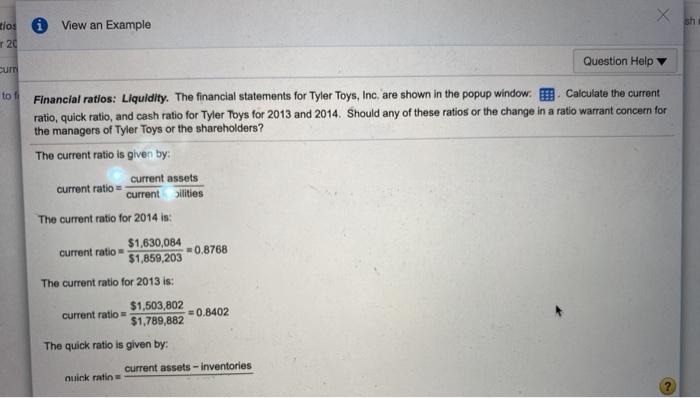 Calculate the current ratio, quick ratio, and cash ratio for Tyler Toys