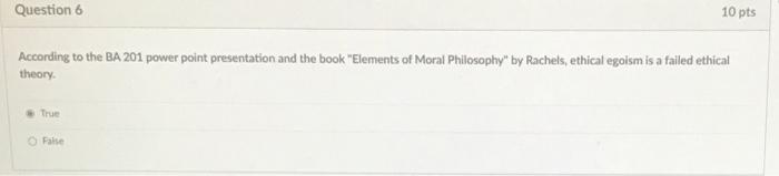 the BA 201 power point presentation, ethical subjectivism is a failed ethical