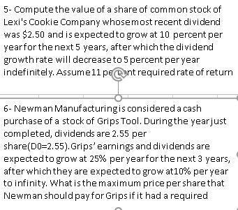 I need to understand how to solve these using excell 5- Compute