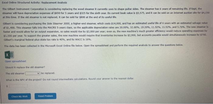 Please help!! Will upvote, thank you!!! Excel Online Structured Activity: Roplacement Analysis