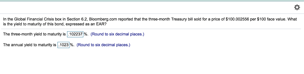  In the Global Financial Crisis box in Section 6.2, Bloomberg.com reported