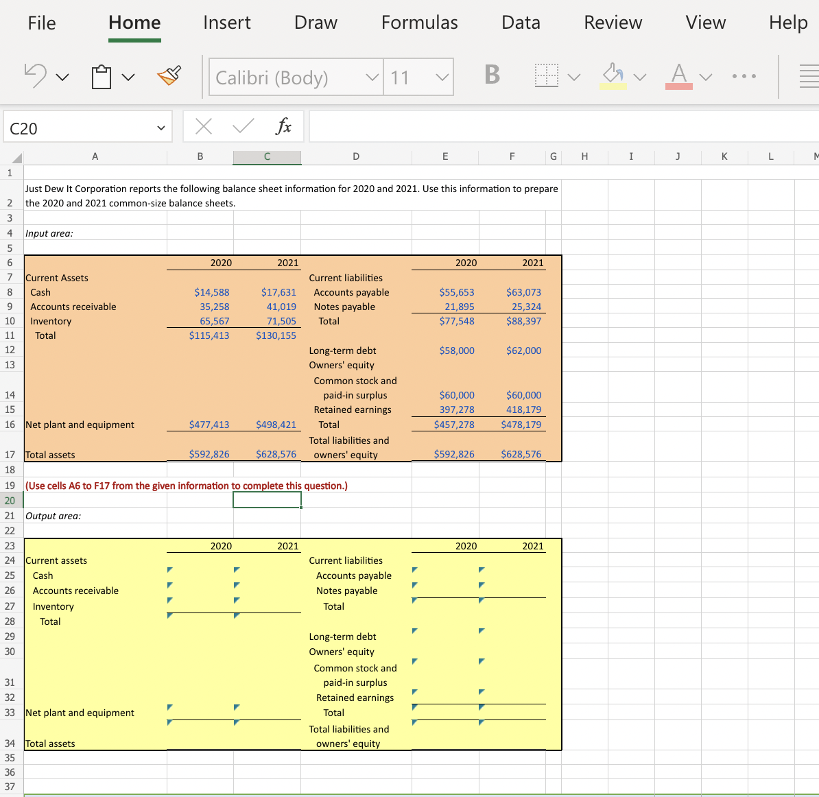  File Home Insert Draw Formulas Data Review View Help Calibri (Body