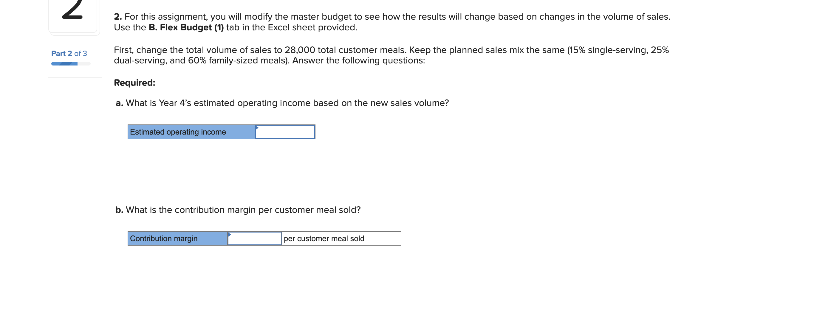 (2) Donated Meals (Production Cost) $1.25 per donated meal C. Actual C.
