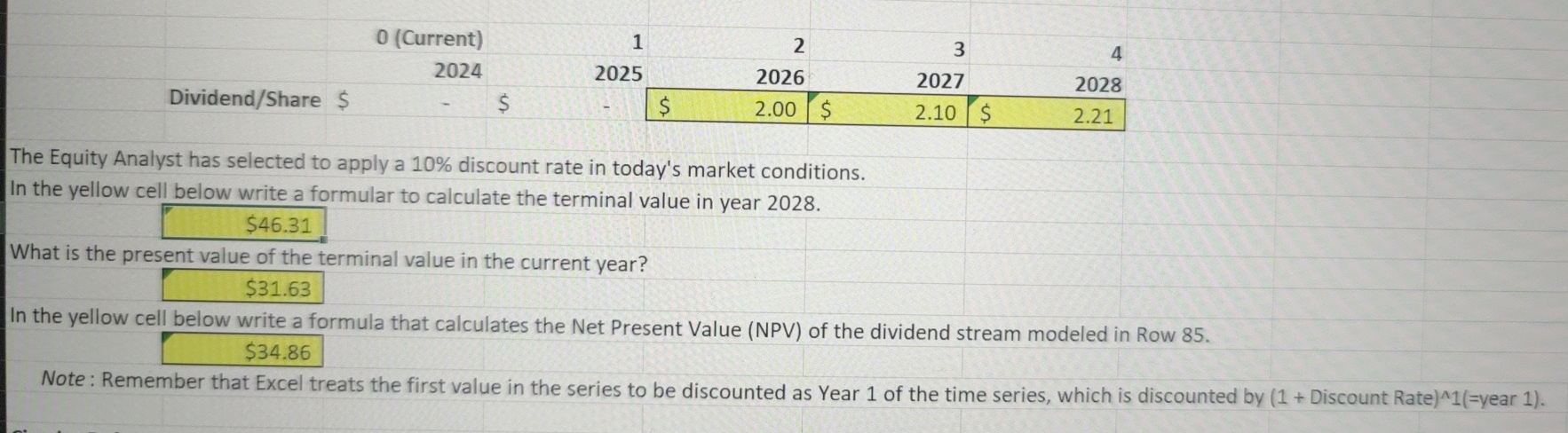  The Equity Analyst has selected to apply a 10% discount rate