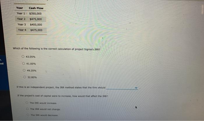 (IRR) The internal rate of return (IRR) refers to the compound annual