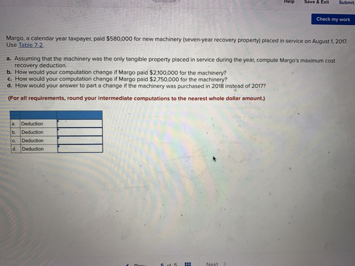  Help Save & Exit Submit Check my work Margo, a calendar