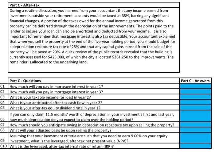 show your work. Thank you. Part A - Unlevered 543 Arbutus Drive