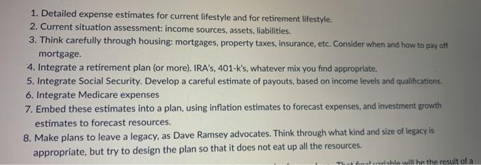 can you do number 3 from my retirement analysis plan 1. Detailed