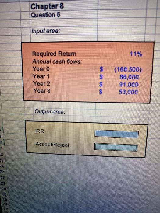 Please label all answers Chapter 8 Question 5 Input area: 11% Required