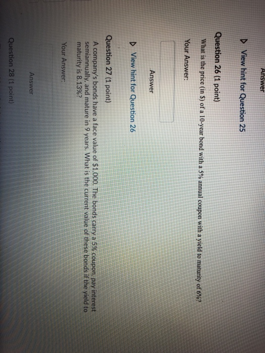  Answer D View hint for Question 25 Question 26 (1 point)
