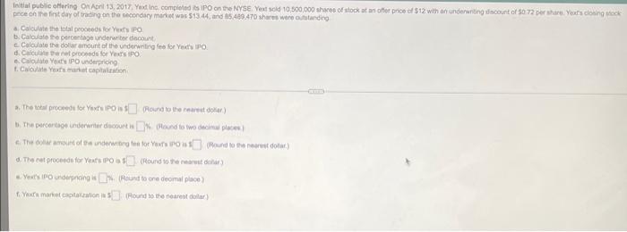  Initial public offering on April 13, 2017 Yextinc completed its IPO