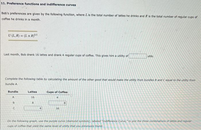  11. Preference functions and indifference curves Bob's preferences are given by