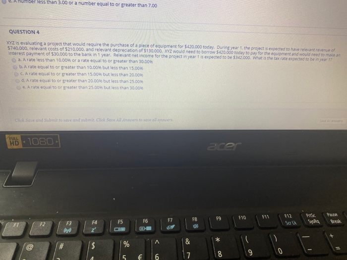  U m ber less than 3.00 or a number equal to