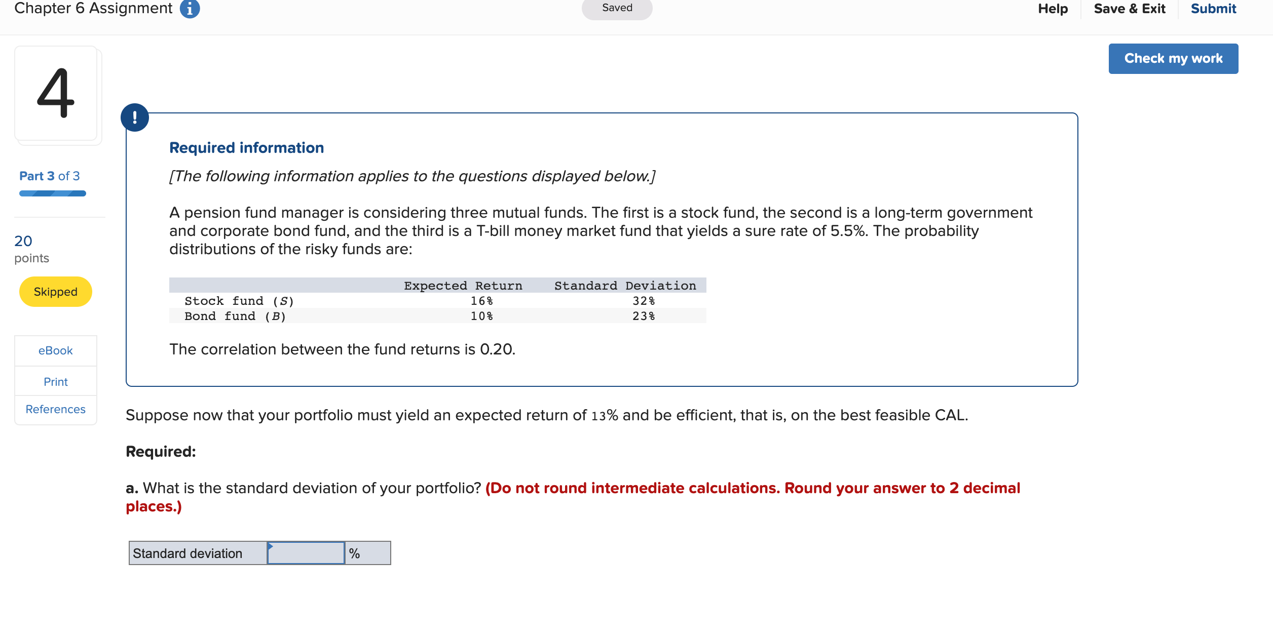  Chapter 6 Assignment i Saved Help Save & Exit Submit Check