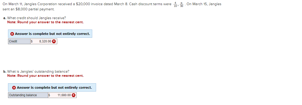  that is incorrect On March 11, Jangles Corporation received a $20,000