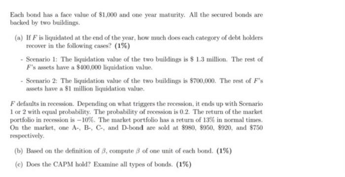 please be detailed with question b!! Each bond has a face value