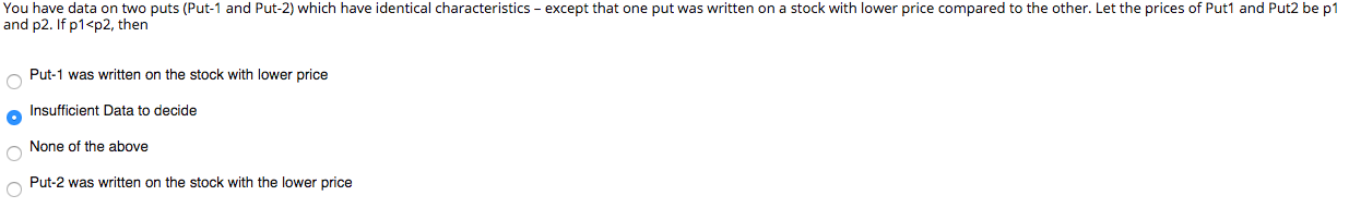 You have data on two puts (Put-1 and Put-2) which have identical
