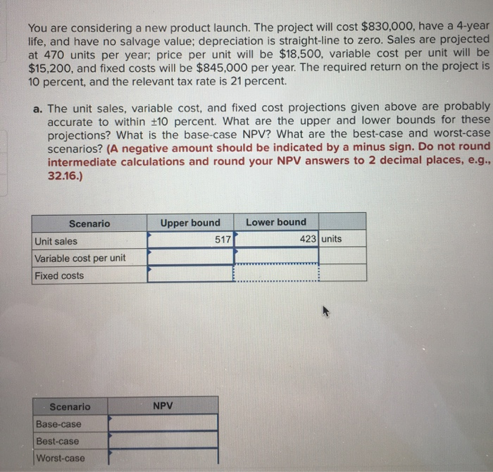  You are considering a new product launch. The project will cost