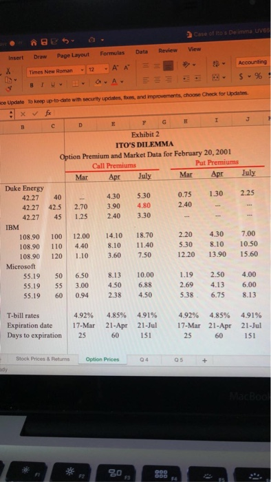 each strike price and maturity in case Exhibit 2. For simplicity, assume