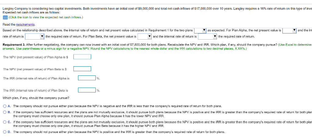 EQUAL TO ZERO, LESS THAN THE SUM OF CASH FLOW 5. GREATER