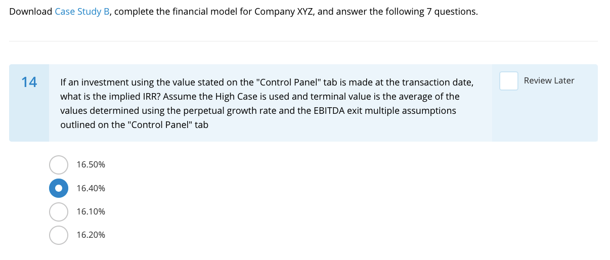 following 7 questions. 12 Review Later Under the Base Case and using